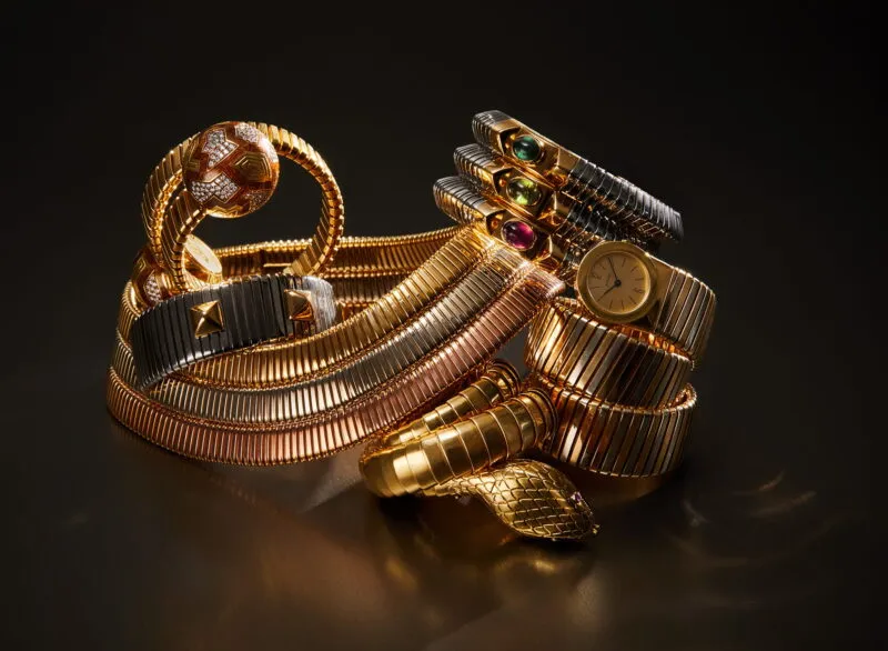 BVLGARI Heritage - Serpenti Tubogas gold and steel bracelets