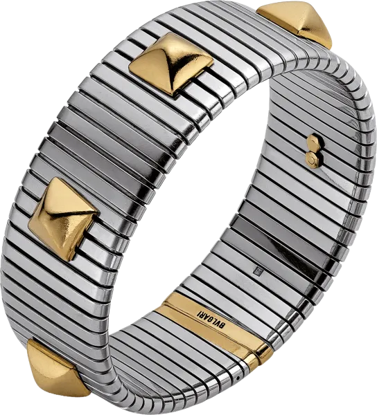 BVLGARI Héritage - bracelet Tubogas en acier avec clous en or
